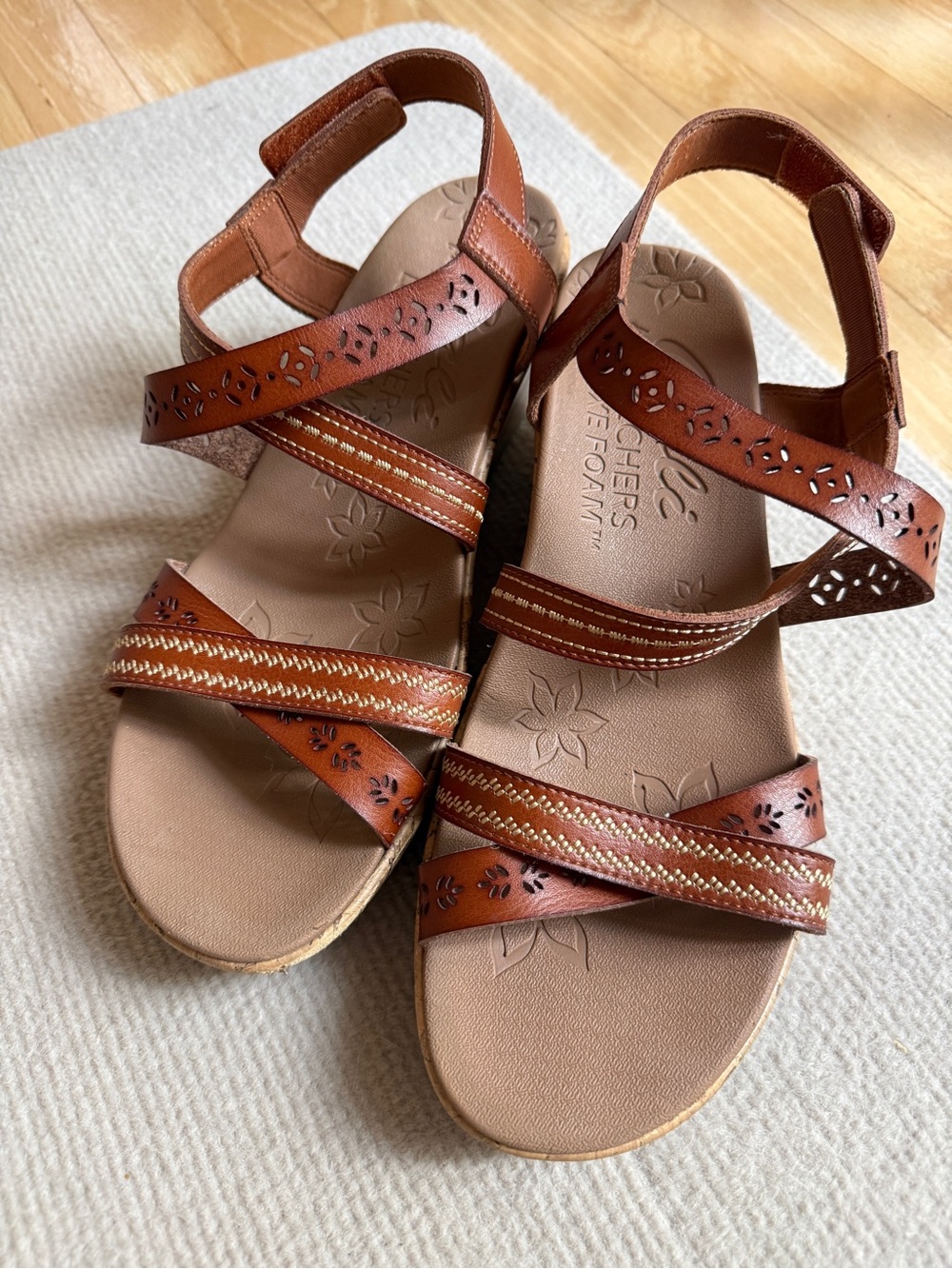 Skechers Brown Leather Strappy Sandals